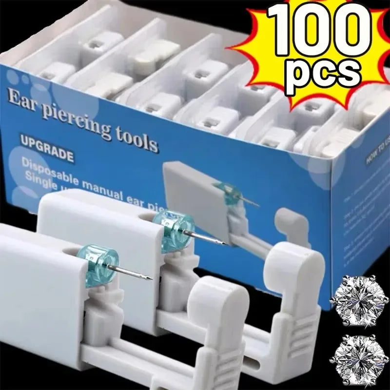 Safety Ear Piercing Gun Kit Women Men Disposable White Plastic Sterile Ear Piercing Device Fashion Simple Jewelry Piercing Tools Qme