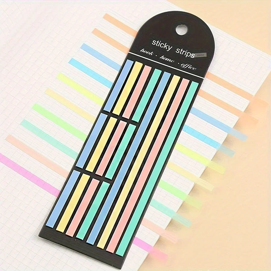 5pcs Clear Fluorescent Tape, Removable Fluorescent Strip for Annotated Books, Thin-page Marker Strip for Index Labels, Qme