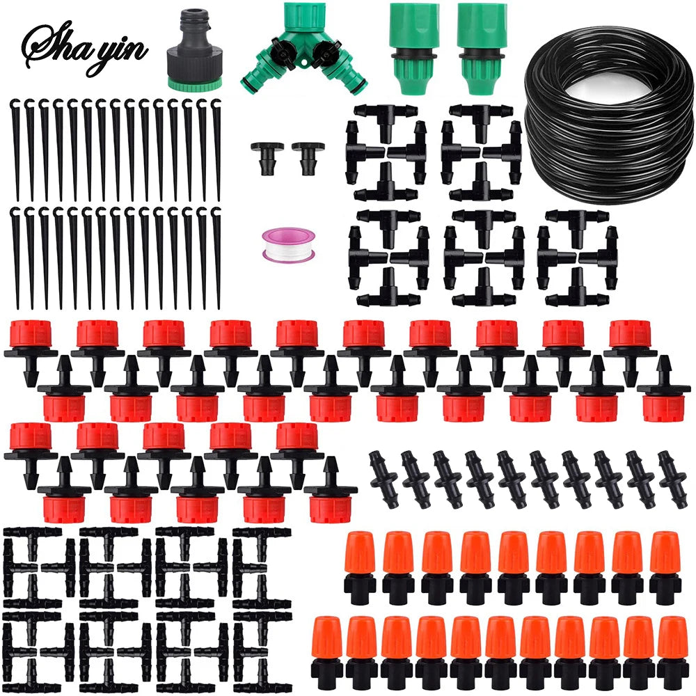 148pcs/set Automatic Watering Drip Irrigation Sprinkler Kit For Garden And Yard Cooling, Dust Removal And Irrigation System Qme