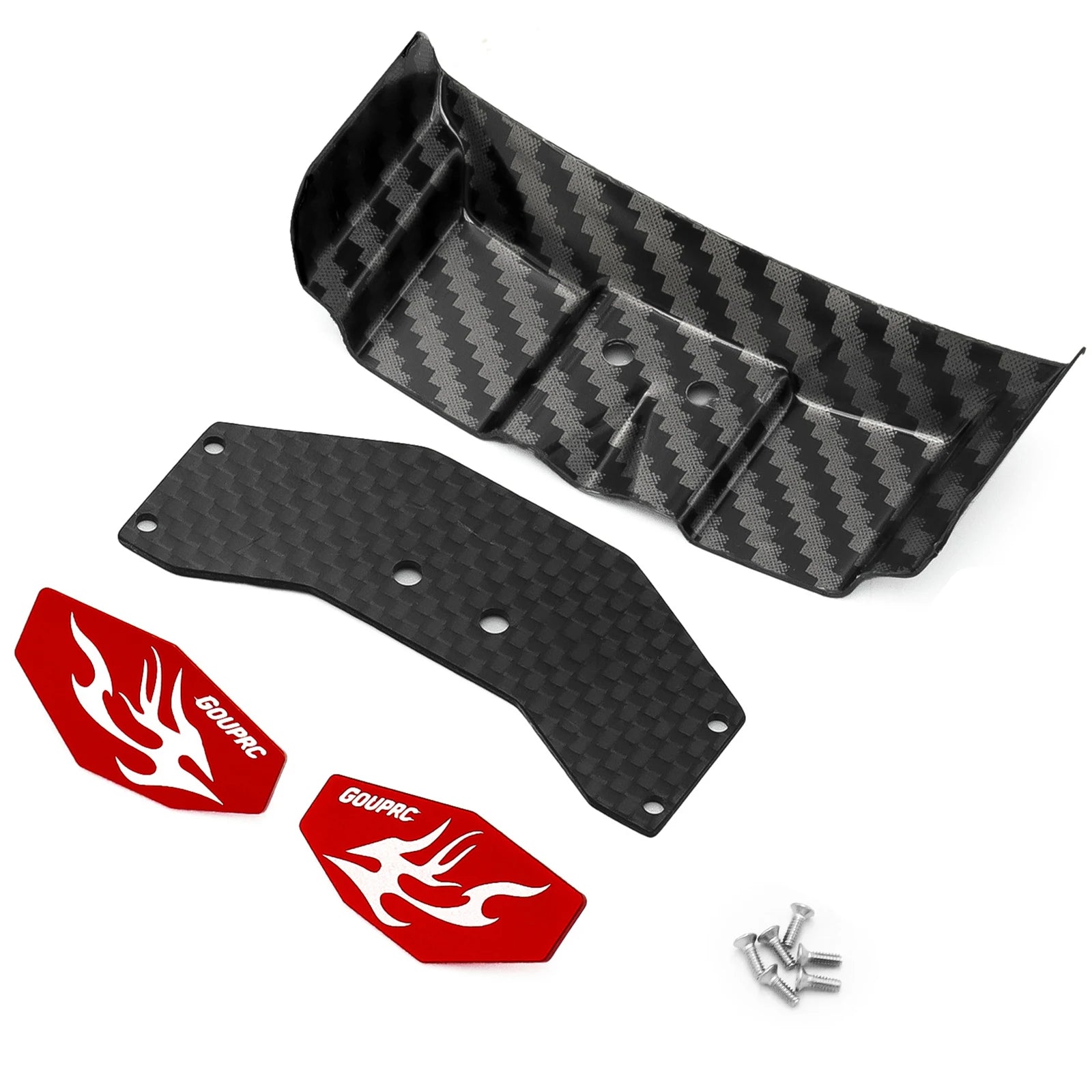 RC Rear Wing Rear Body Wing Spoiler Carbon Fiber Rear Wing for Losi 1/24 Micro-B 2WD Buggy RC Car Upgrade Part Accessory Qme Red Set