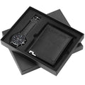 2 Pcs/Set Fashion Men Watch Wallet Gift Box Quartz Wristwatch Leather Strap Male Wallets Purse Birthday Gift for Father Husband Qme Ivory