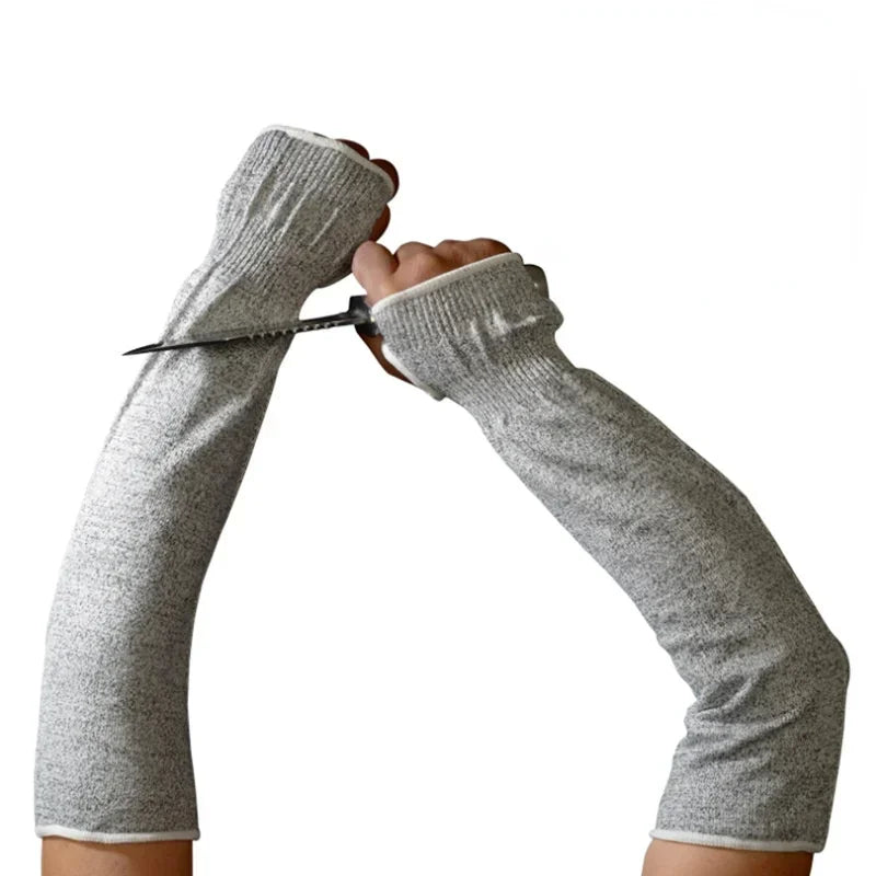 1 Pair Safety Anti Cut Arm Sleeves Breathable Durable Arm Guard Level 5 Slash Resistant Protective Arm Sleeves with Thumb Hole Qme