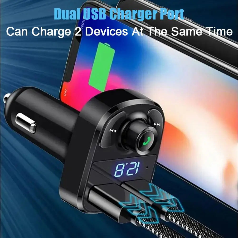 NEW Car Charger FM Transmitter Bluetooth Audio Dual USB Car MP3 Player autoradio Handsfree Charger 3.1A Car Accessories Qme