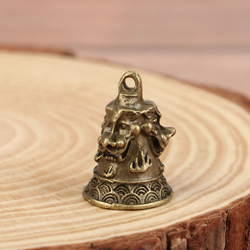 Antique Alloy Car Pendant Three Lion Bell Wind Chime Vintage Feng Qme A1