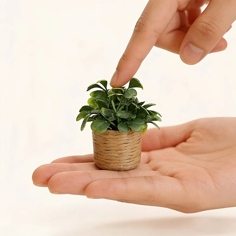 Artificial Potted Plants, Cute Mini Plants Potted Landscape Suitable for Indoor Outdoor Home Kitchen Desk Office Qme 1pc
