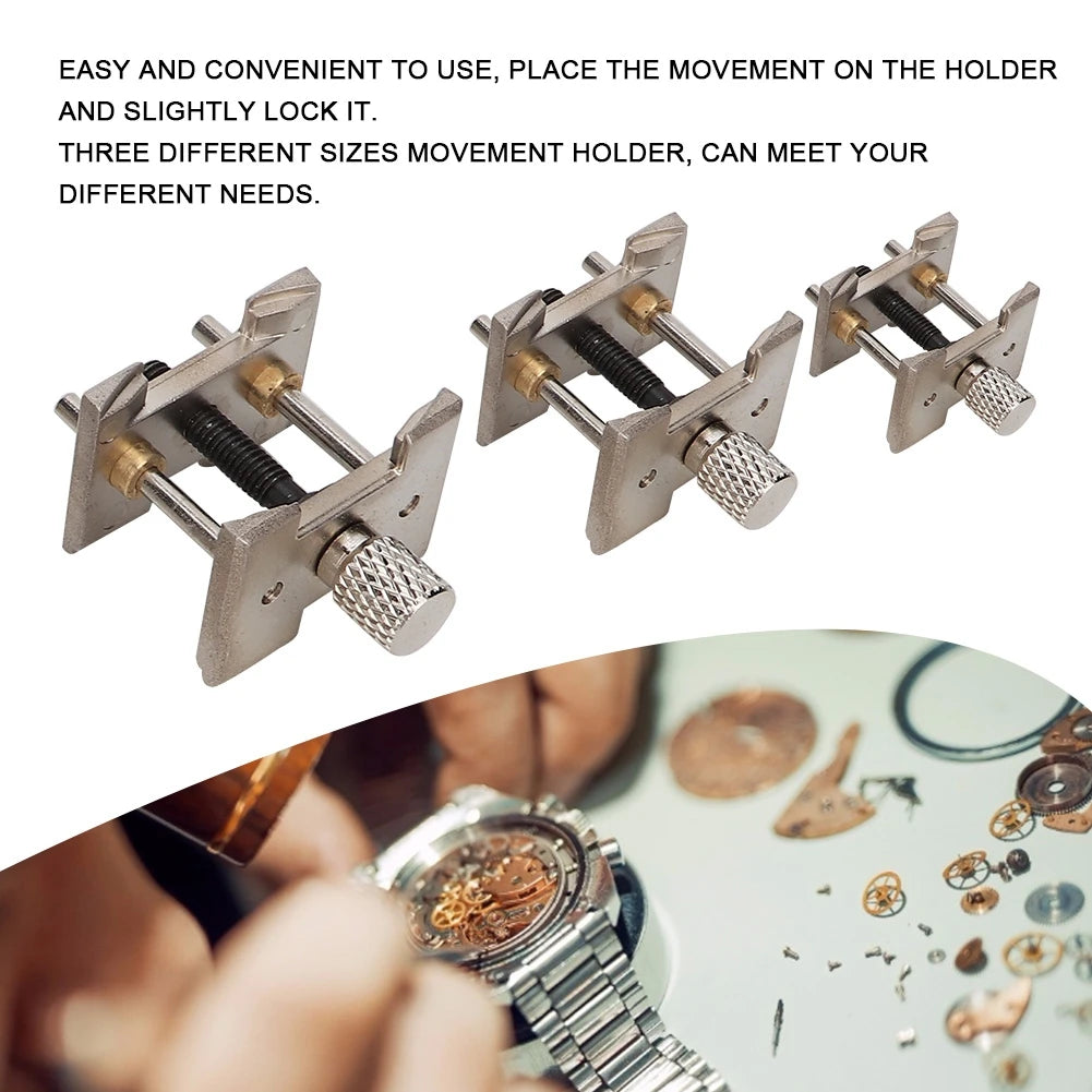 3pcs/Set Metal Watch Movement Fixed Base Holder Watchmaker Accessory Repairing Tool Watch Movement Holder Watch Repair Tool Qme