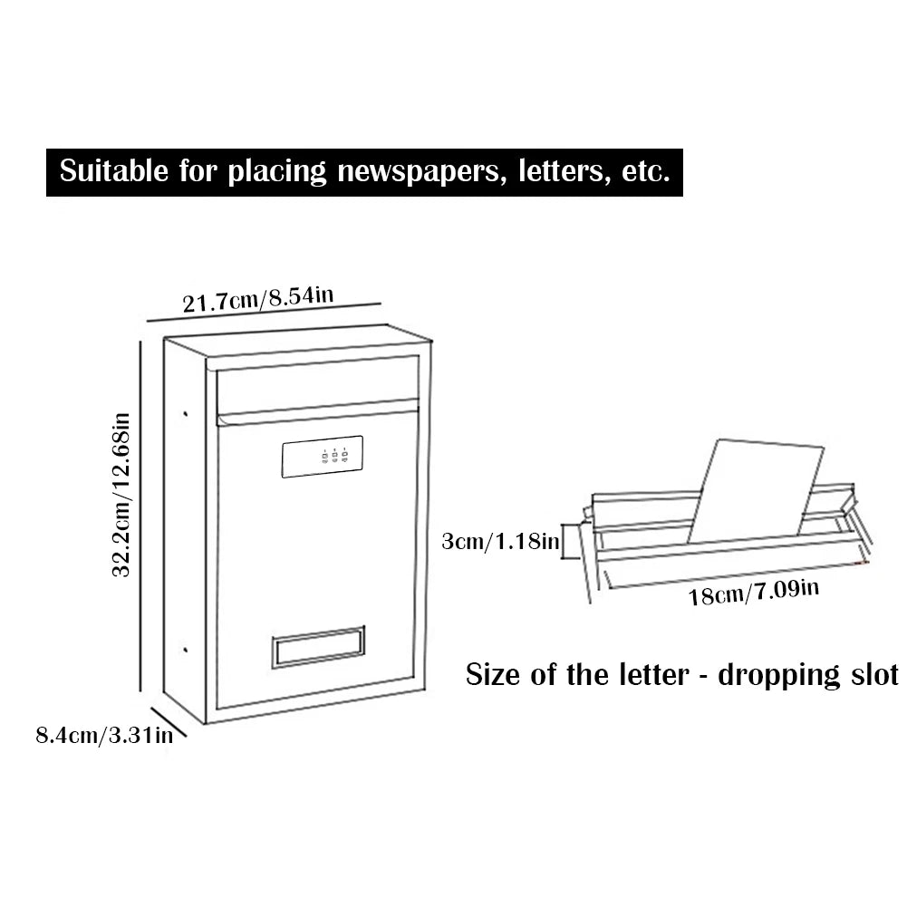 Modern Wall Mailbox Rainproof Hanging Secured Postbox Stainless Steel Mailbox for After Hours Deposits Qme