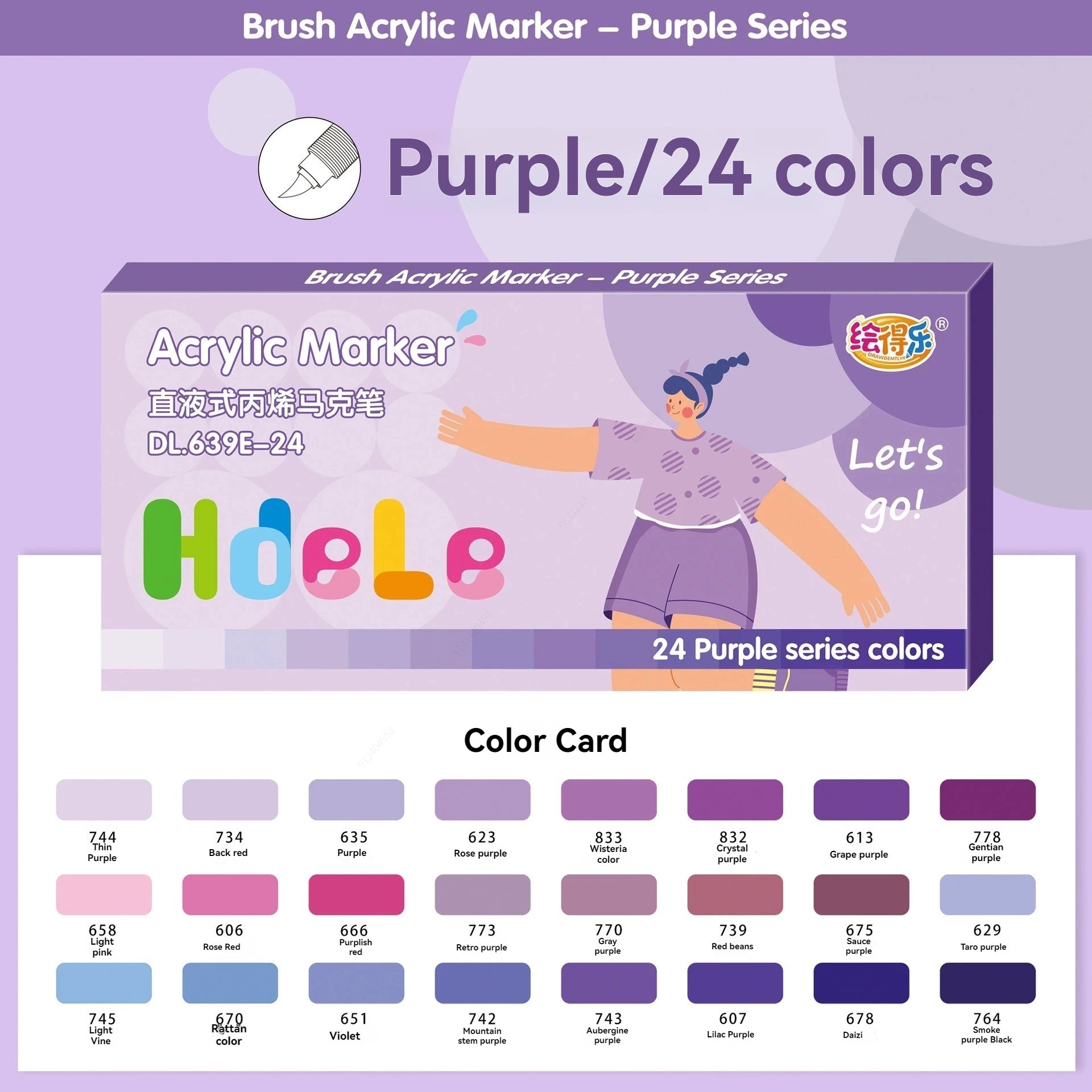 Brush Tip Acrylic Paint Markers Pen - With Direct-Liquid Ink Control System Premium Markers Pen for Rocks, Paper, Canvas, DIY Qme 639E-24