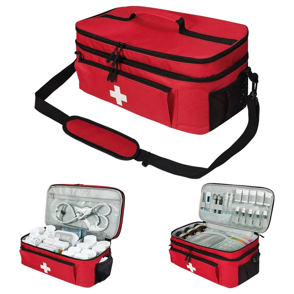 Medical Emergency Kit Outdoor Portable Rescue Storage Organizers Large Capacity Storage Bag Household Oxford Cloth First Aid Kit Qme