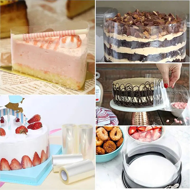 10M Transparent Acetate Cake Collar Roll Mousse Cake Edge Liner Thick Baking Tool for Chocolate Cake & Desserts Qme