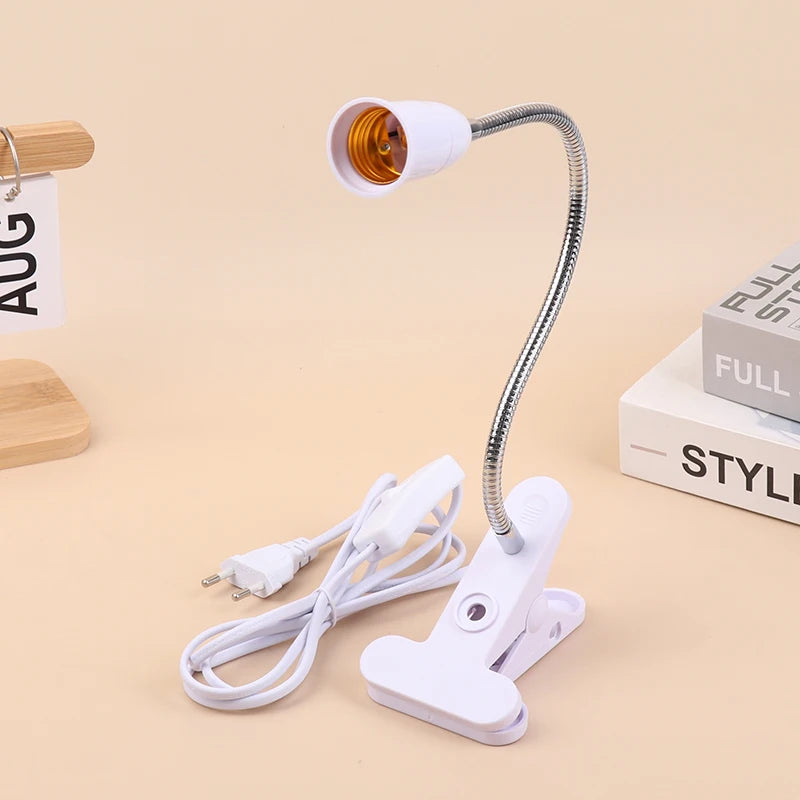 1 8M E27 Clamp Lamp Socket 360 Rotatable EU Plug Switch Wire Hanging Qme