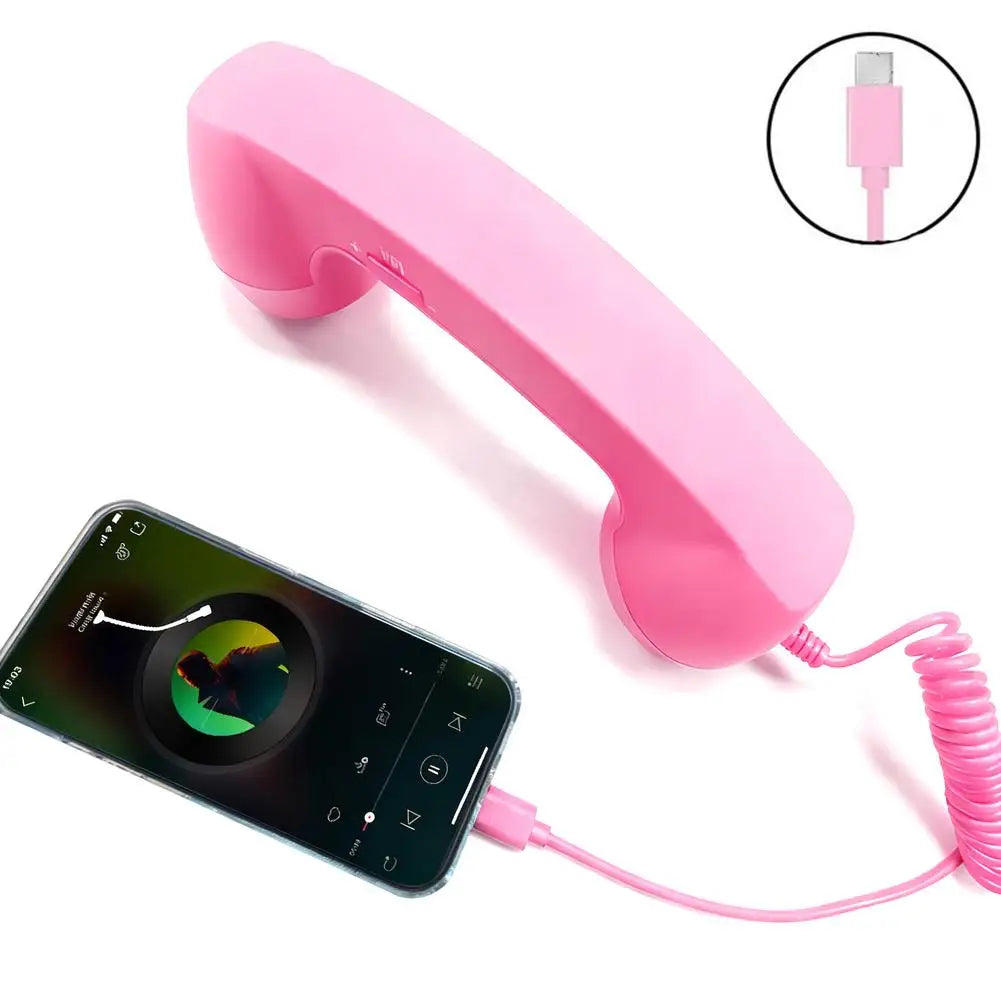 Retro Telephone Receiver Type-C 3.5mm Microphone Handset Directly Plug Into Mobile Phone Handset For Mobile Phones Qme E