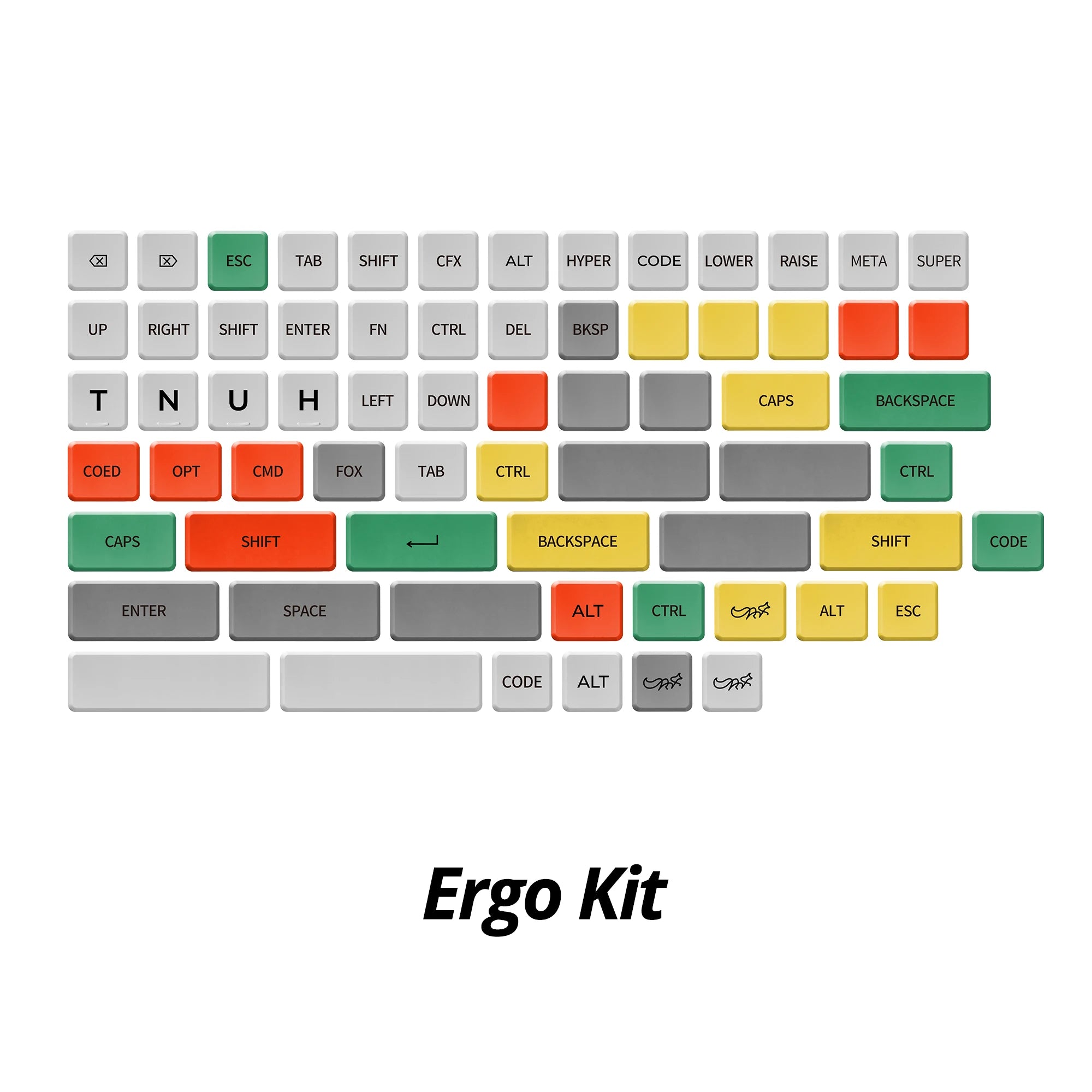 CHOSFOX Low Profile PBT Choc Keycaps for Kailh 1350 Low Profile Switch Mechanical Keyboard Ultra Thin Keycaps Qme ERGO KIT