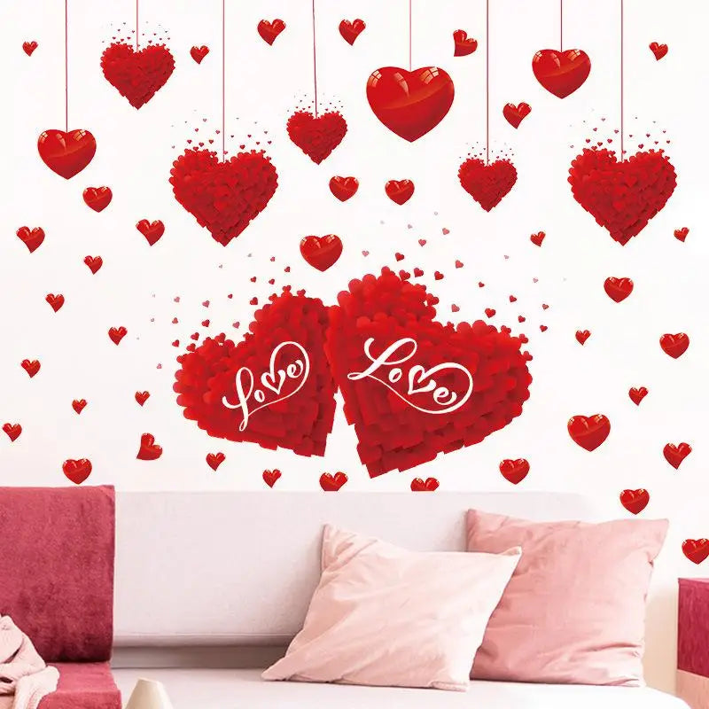 Heart Shaped Wall Window Stickers Valentine's Day Festive Party Atmosphere Decorations For Home Party Shop Restaurant Qme