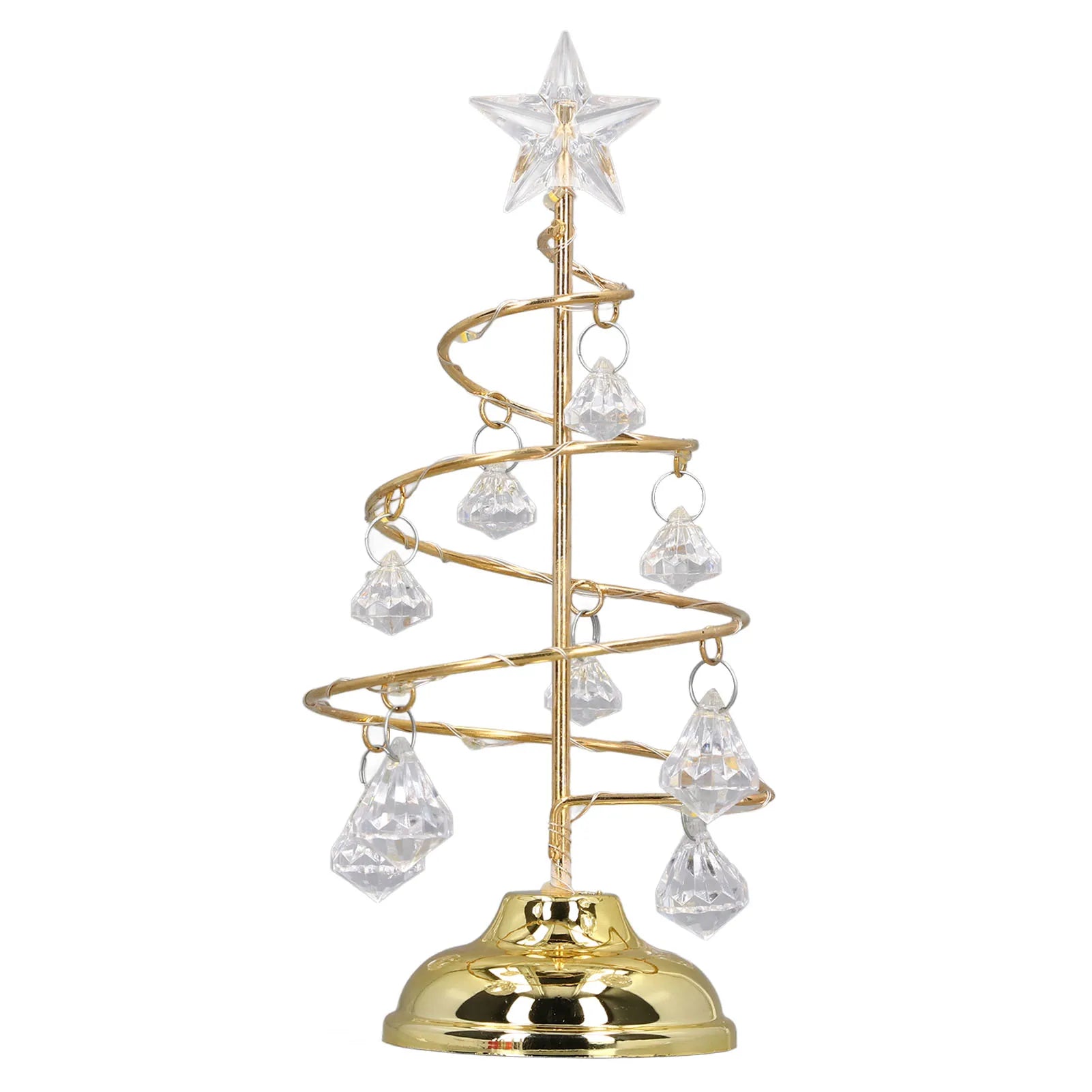 LED Lighted Crystal Christmas Tree Iron Art Tree Night Light Christmas Decoration Gift for Home Living Room Party Holiday Qme golden