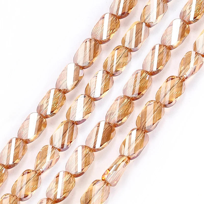 2 Sizes Faceted Glass Twisted Beads AB Color Craft Loose Spacer Beads for DIY Jewelry Bracelet Necklace Earring Making Crafting Qme Color 3 6x8mm-70pcs