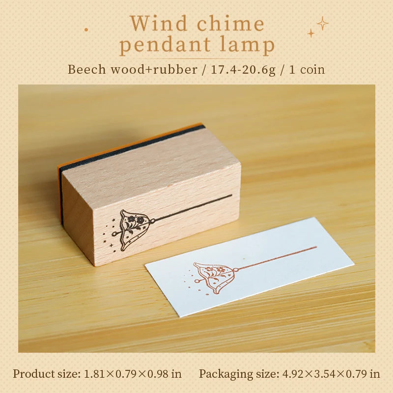 TIANZI 1pc Lamp Theme Vintage Wooden Rubber Cute Night Lights Set Stationery Seal Stamping For Card Making Planner Scrapbook Qme A