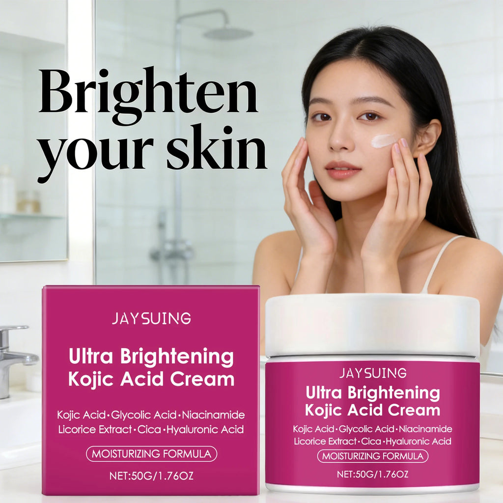 Kojic Acid Facial Cream Brightening Fast Lightens Melanin Remove Dull Pigment Strengthen Skin Barrier Moisturizes Face Cream 50g Qme