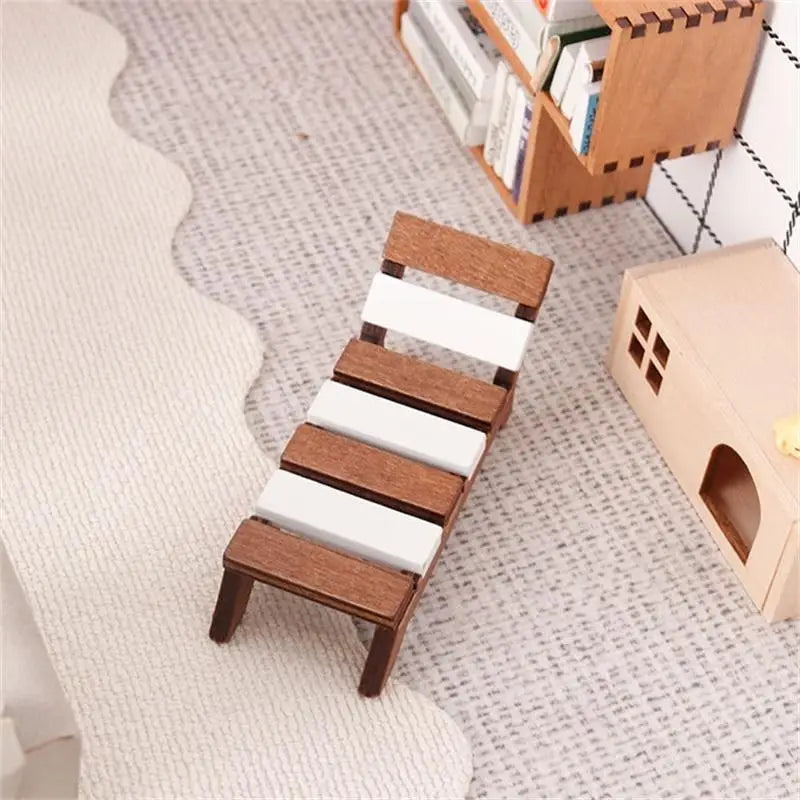 1 12 DIY Scene Dollhouse Miniature Beach Chair Lounger Furniture Home Qme