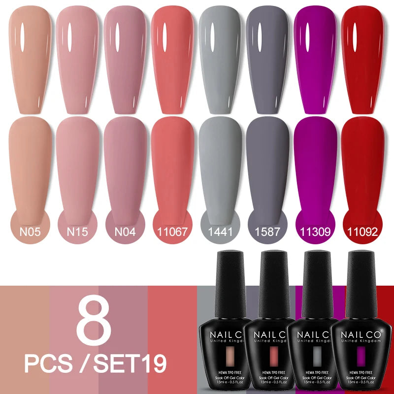 NAILCO Sparkly Rose Red Purple Gel Nail Polish Art Vernis Nails