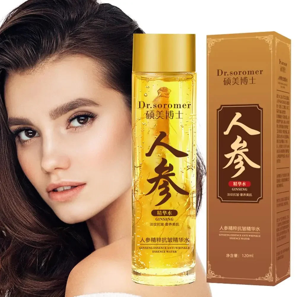 Gold Ginseng Face Essence Polypeptide Lightning Moisturizing Smoothing Facial Serum for Skin Care 120ml/30ml Ginseng Toner Qme