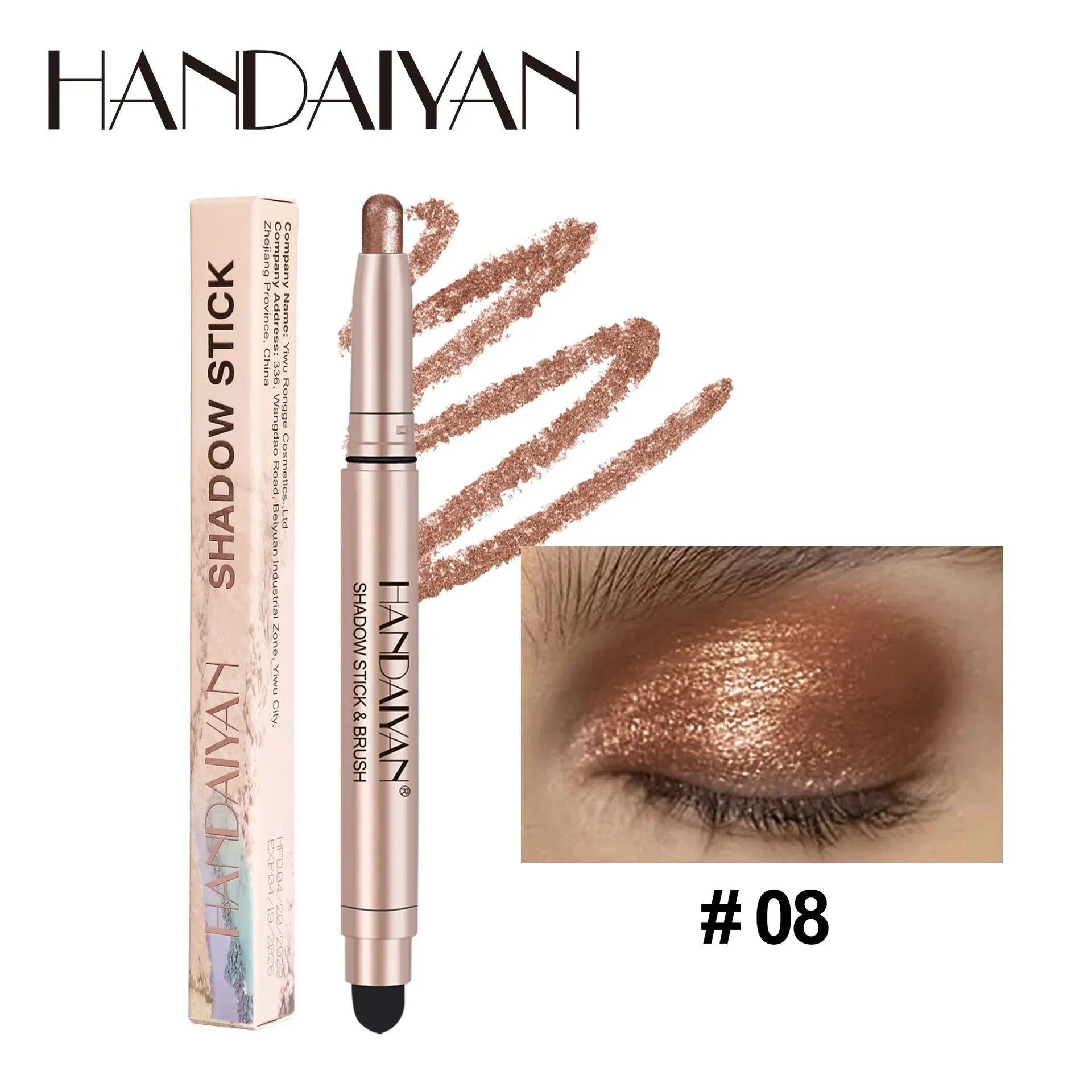 Smoky Dark Black Eyeshadow Pencil Stick Waterproof Pearlescent Matte Metallic Glitter Eye Shadow Highlighter Pen Make Up Tool Qme B08