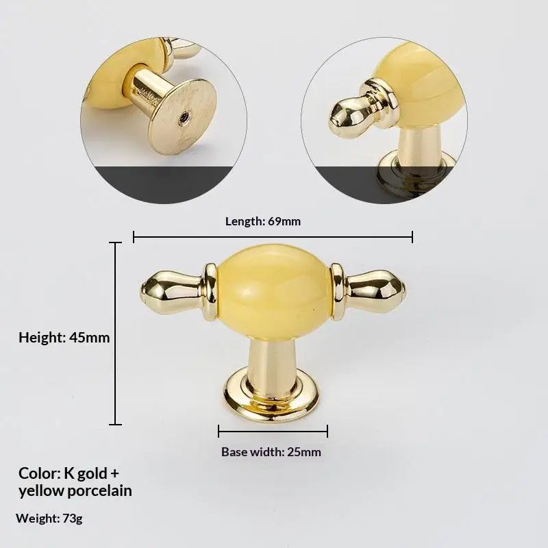 Modern Colored Ceramic Furniture Handle Golden Wardrobe Cabinet Handles Closet Door Knob Dressing Table And Drawer Pull Hardware Qme A8