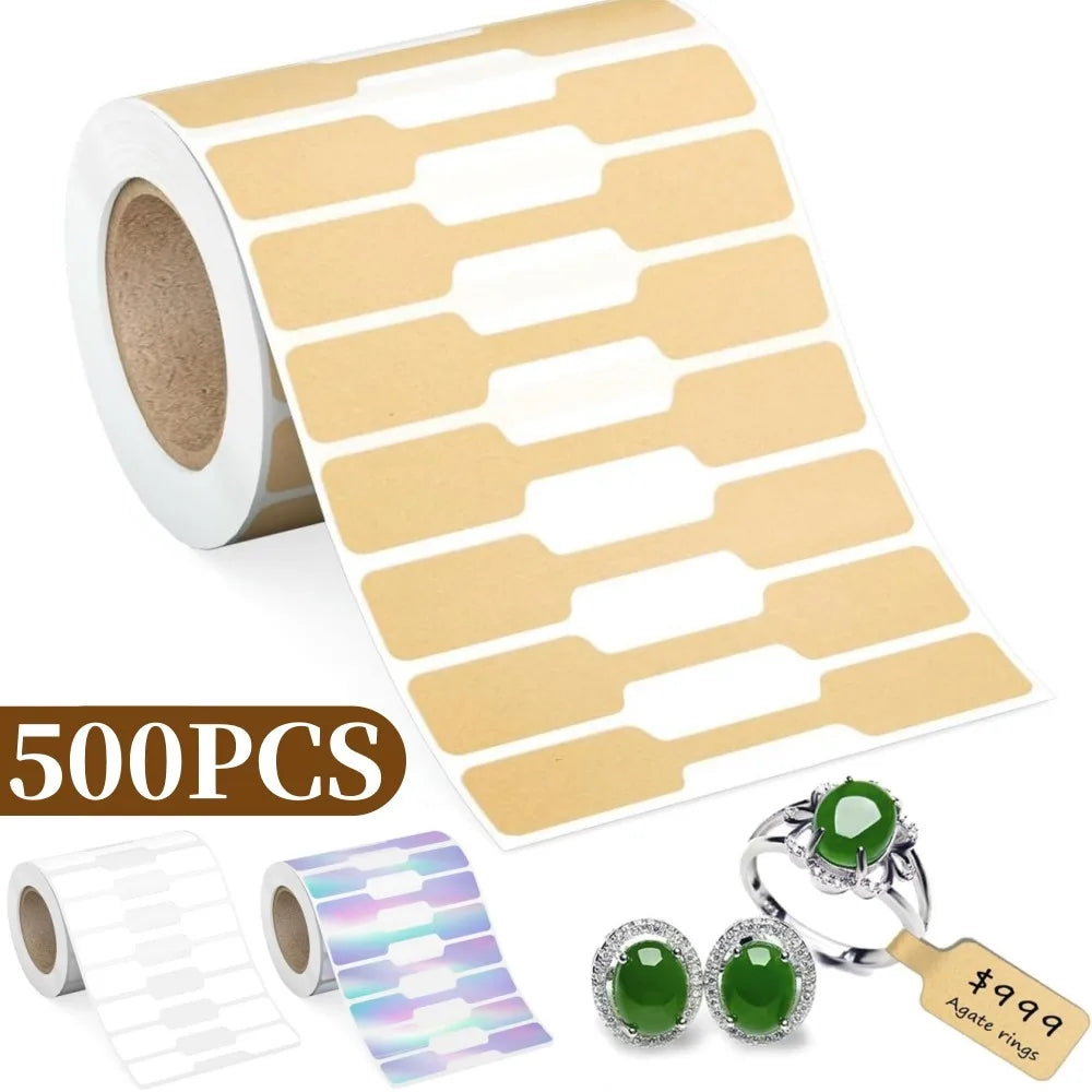 500pcs/Roll Multicolor Jewelry Price Tags Sticker DlY Self Adhesive Kraft Paper Labels for Necklace Bracelet Price Display Tool Qme