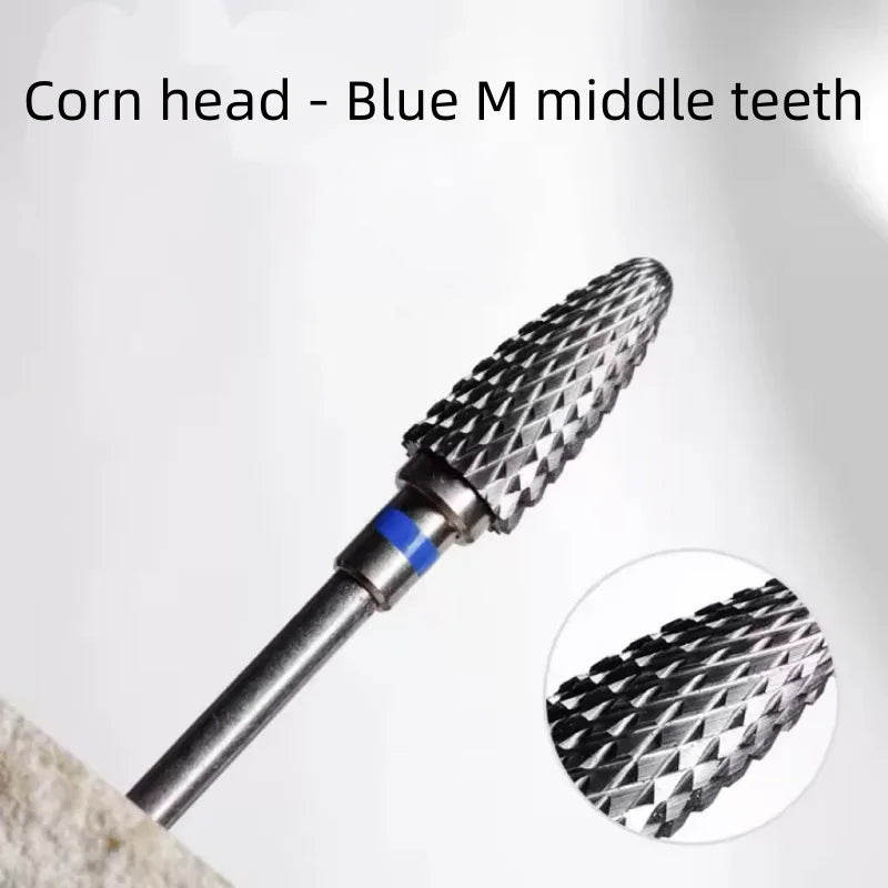 Tungsten Steel for nail Drill Bit Spiral Pattern for nail Buffing Head for Nail Buffing Polishing nail Gel Removal Safe Material Qme 1pcs blue