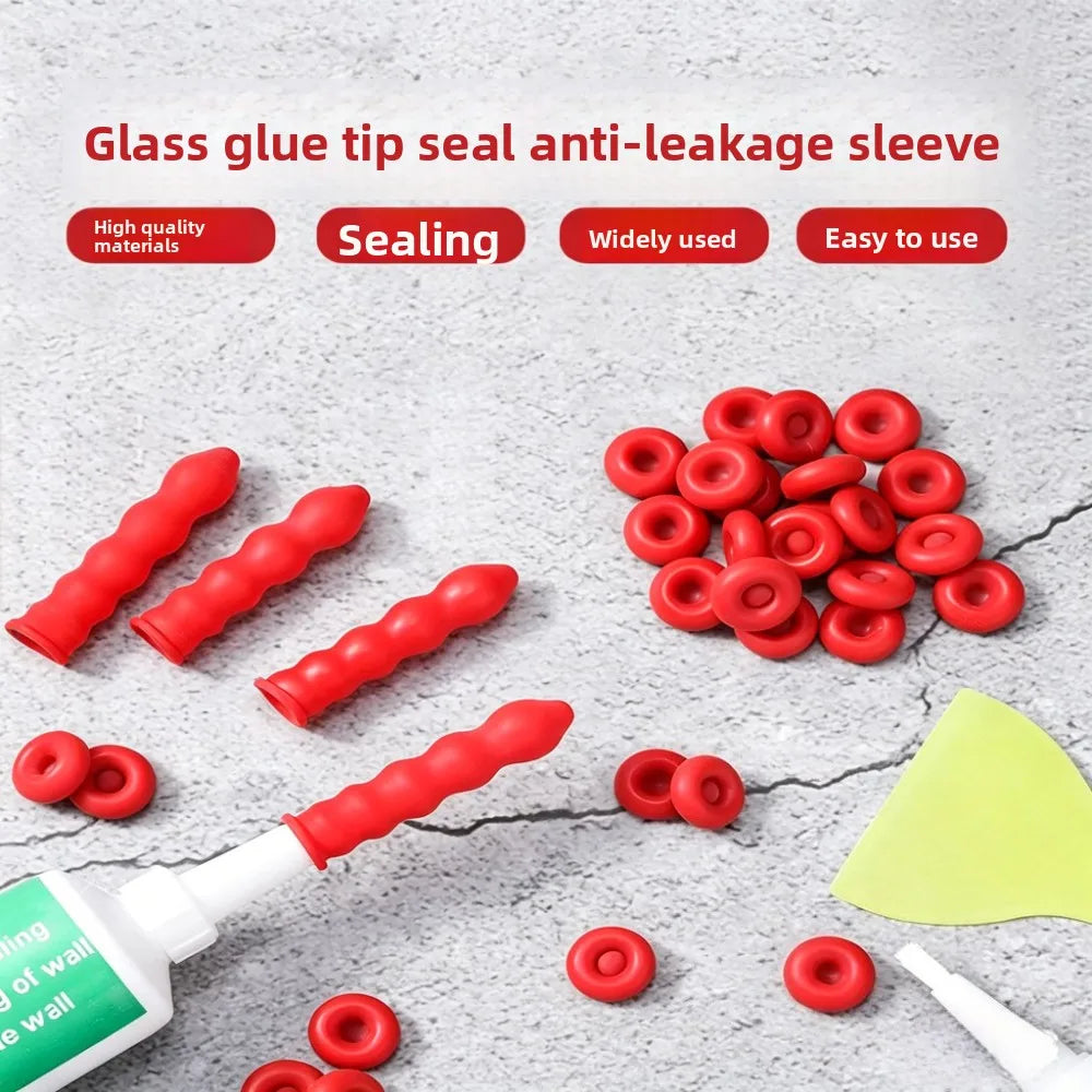 5/10/20/50Pcs Red Glass Glue Tip Protective Cover Dustproof Sealing Saving Cap for Caulking Gun Nozzle Use Qme