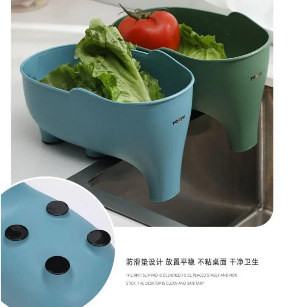 Sink Strainer Elephant Sculpt Leftover Drain Basket Fruit and Vegetable Washing Basket Hanging Drainer Rack Kitchen Accessories Qme