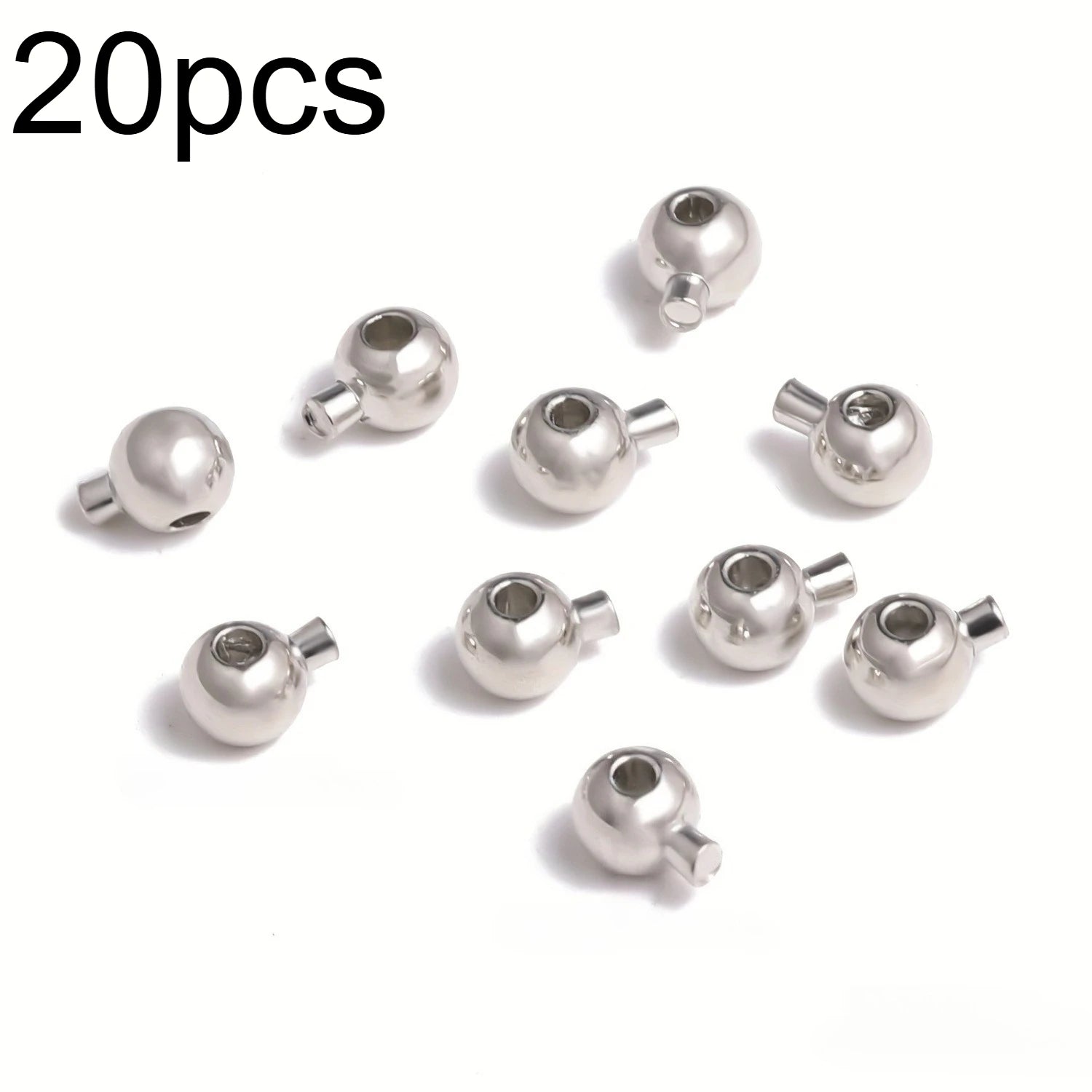 20pcs Adjustable Spring Stopper Beads, Metal Cord Lock Clasps for Jewelry Making Qme White K 20pcs