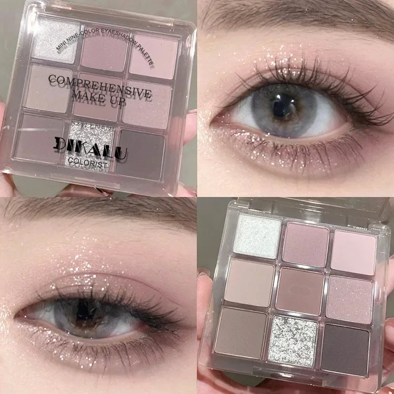 Punk Blue Eyeshadow Palette 9 Colors Matte Smoky Black Eye Shadow Shimmer Palette Glitter Nude Cosmetics Pearlescent Eye Makeup Qme 17