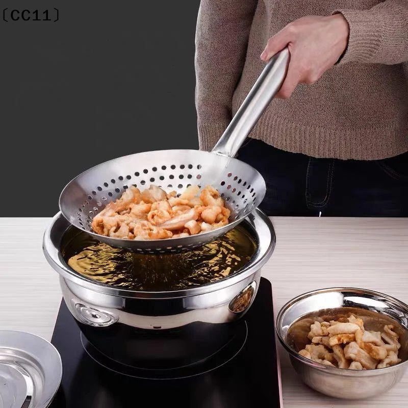 Thickened Stainless Steel Colander Handle Easy Clean Oil Flour Noodle Qme