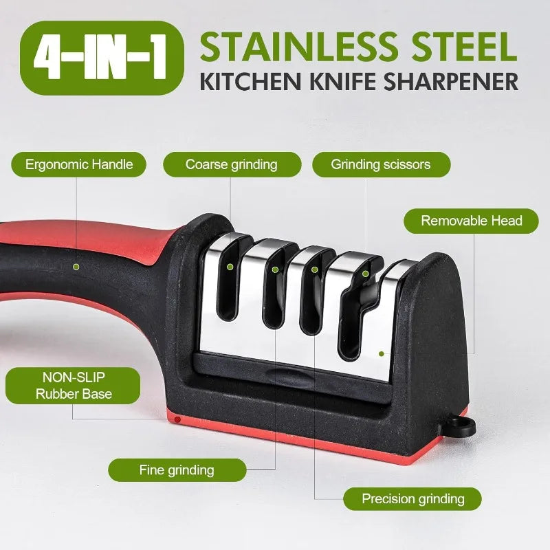 Kitchen 3/4-Segment Knife Sharpener Household Multi-Functional Hand-Held Three-Purpose Sharpening Stone for Home Kitchen Tools Qme