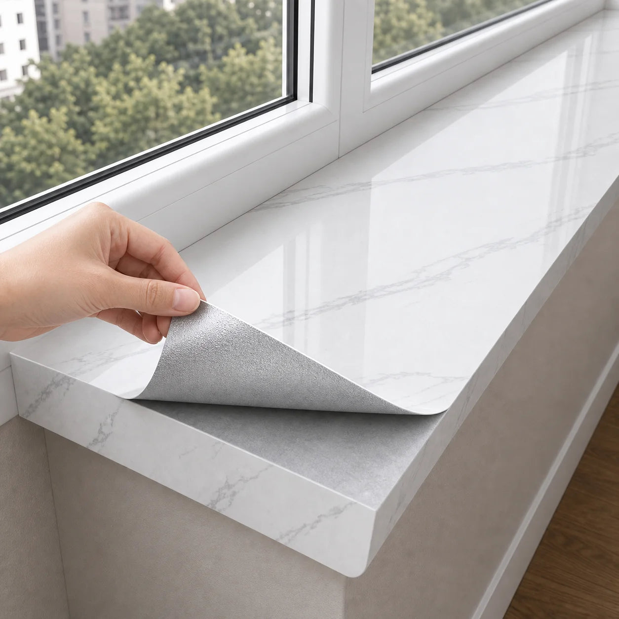 Marble-textured Oil-proof Wall Stickers Self-adhesive PVC Wallpaper Qme