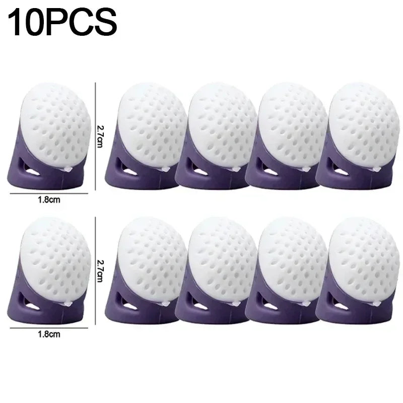 Silicone Anti-slip Sewing Thimbles Sewing Finger Tips Finger Cover Hollowed Protector Sleeve DIY Hand Cross-stitch Sewing Tools Qme 10PCS-Purple