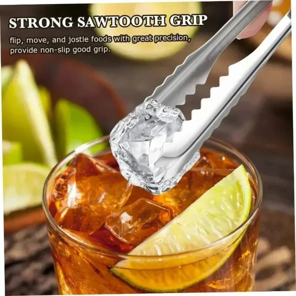 Stainless Steel Ice Tongs Bread Cake Clamps Salad Coffee Sugar Cubes Clips for Restaurant Bar Party Serving Tongs Kitchen Tools Qme