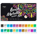 24 Colors Metallic Marker Pens Waterproof Permanent Paint Pen for Black Paper Glass Rock DIY Craft Scrapbook Art Supplies Qme 24-550BR