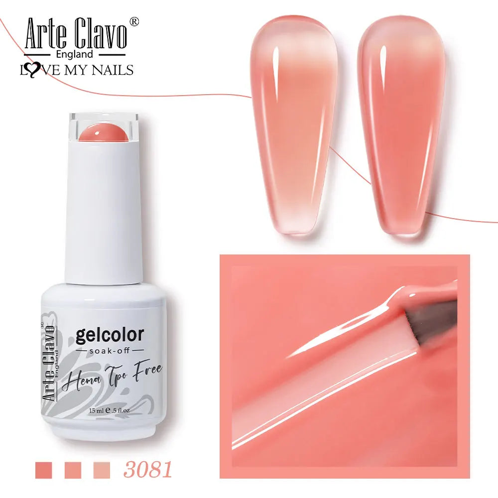 Arte Clavo Jelly Series Semi-transparent Light Pink Peach Gel Nail