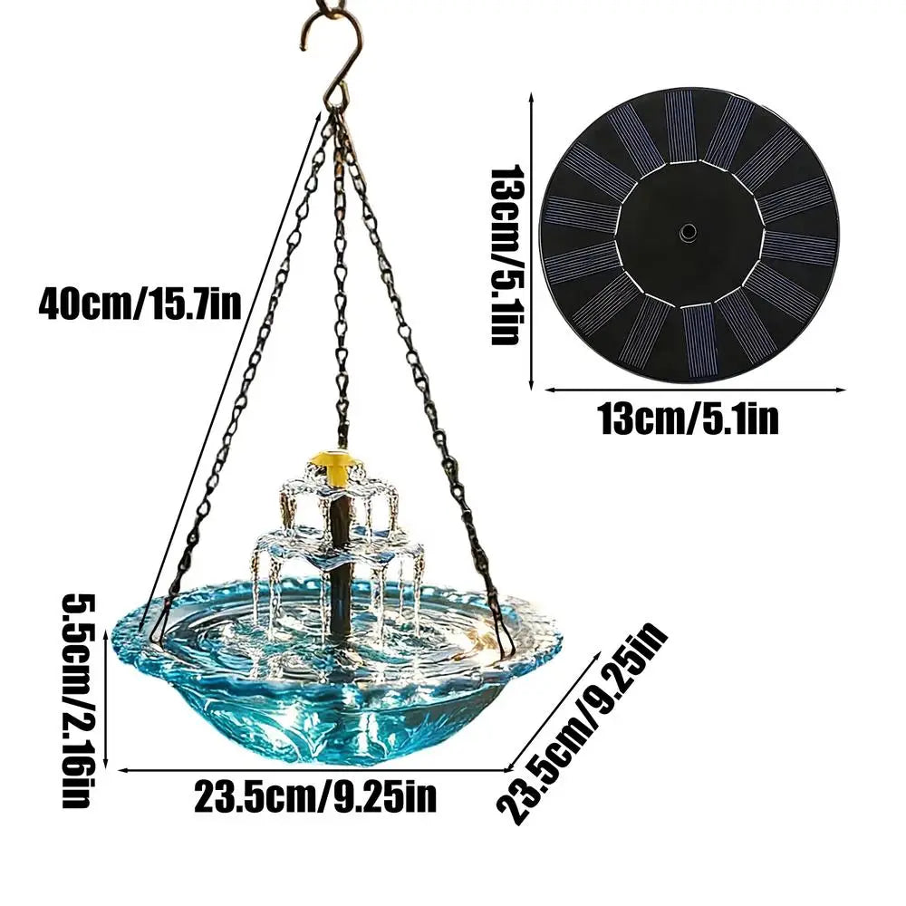 Solar Bird Bath Backyard Decor Powered Fountain Outdoor Garden Yard Qme Blue