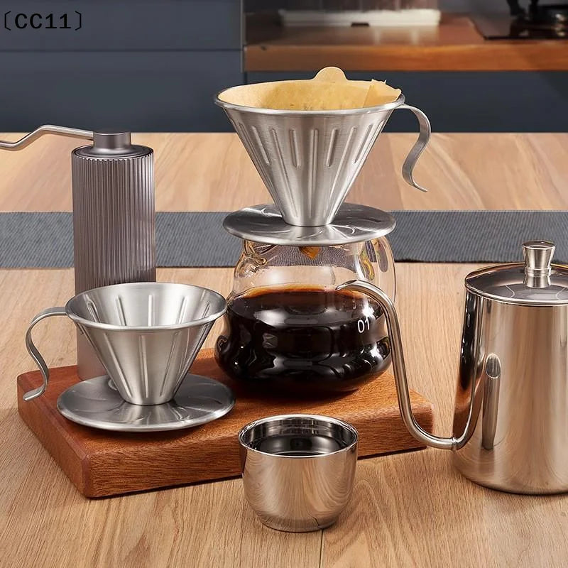 Stainless Steel Pour Over Coffee Dripper Reusable Rustproof Design Qme