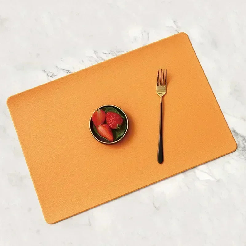 Nordic Home Decor Household Leather Placemat Hotel Restaurant Western Qme Orange L