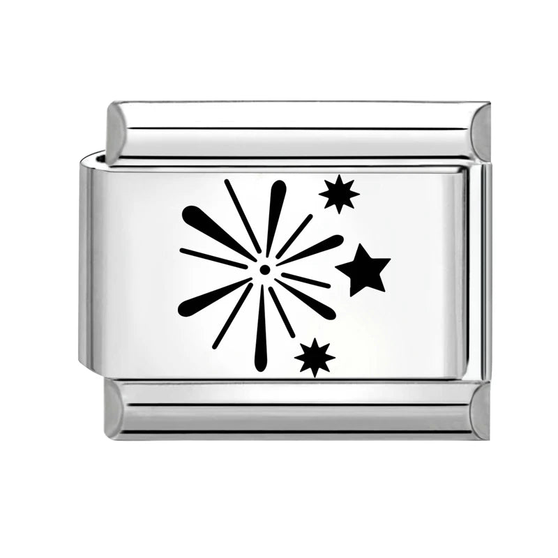 Trendy New Fashion English Words Happy Birthday Big Cake Charm Italian Links Fit 9mm Stainless Steel Bracelet DIY Making Jewelry Qme Style 1
