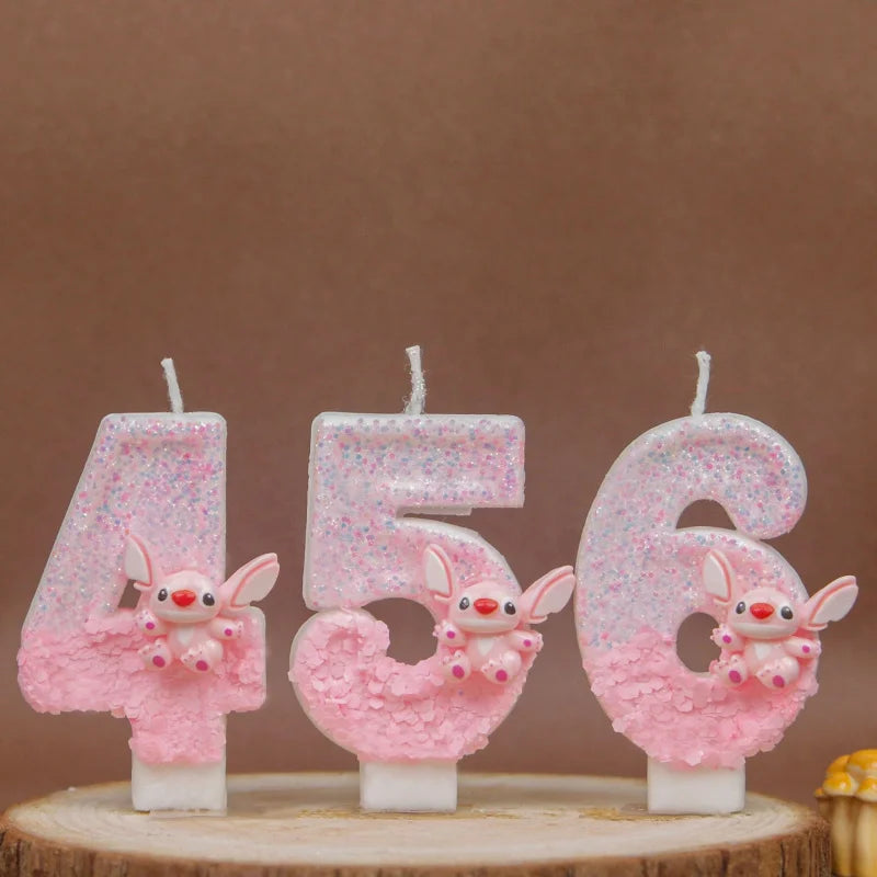Stitch Digital Candles 0-9 Cute and Creative Pink Birthday Candles for Cartoon Cakes Sets the Mood Qme
