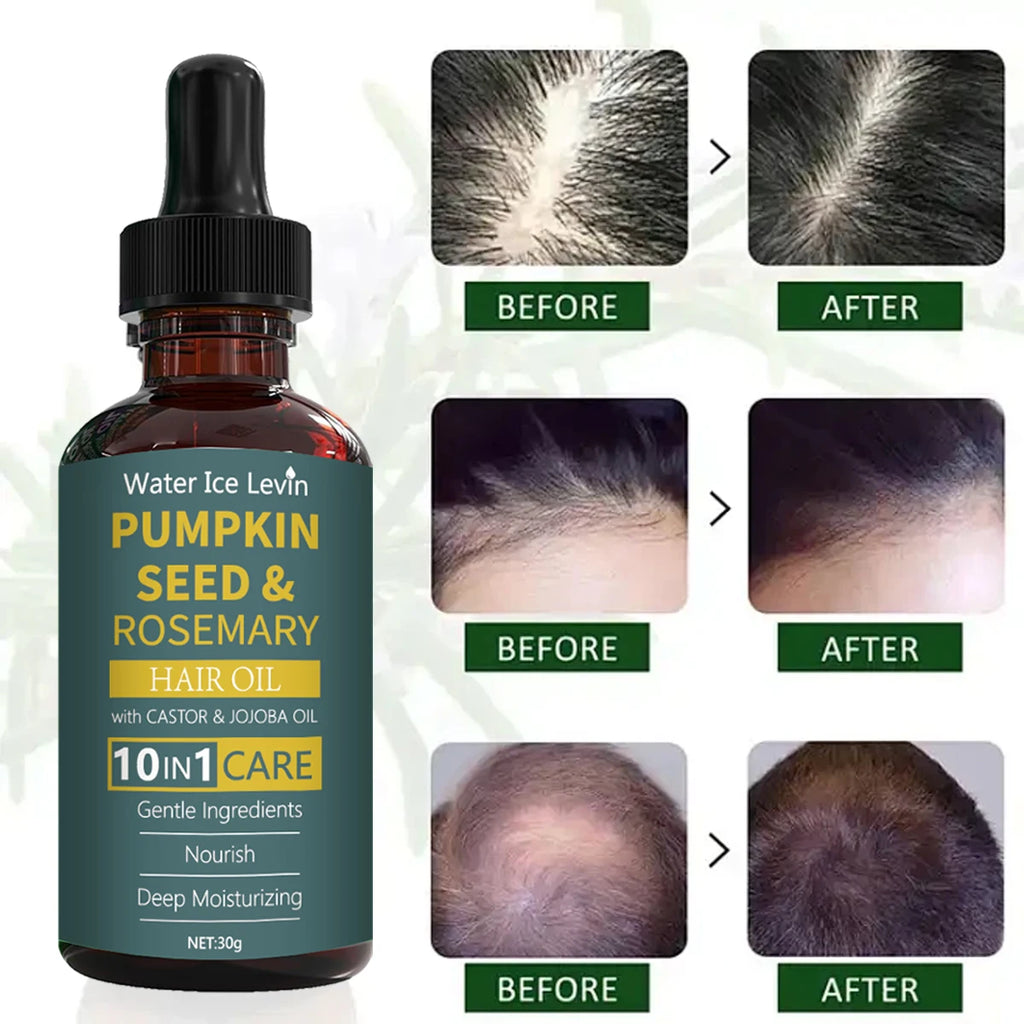 Pumpkin Seed & Rosemary Hair Oil 10-in-1 Care for Deep Nourishing & Moisturizing,Gentle Formula for All Hair Types Qme