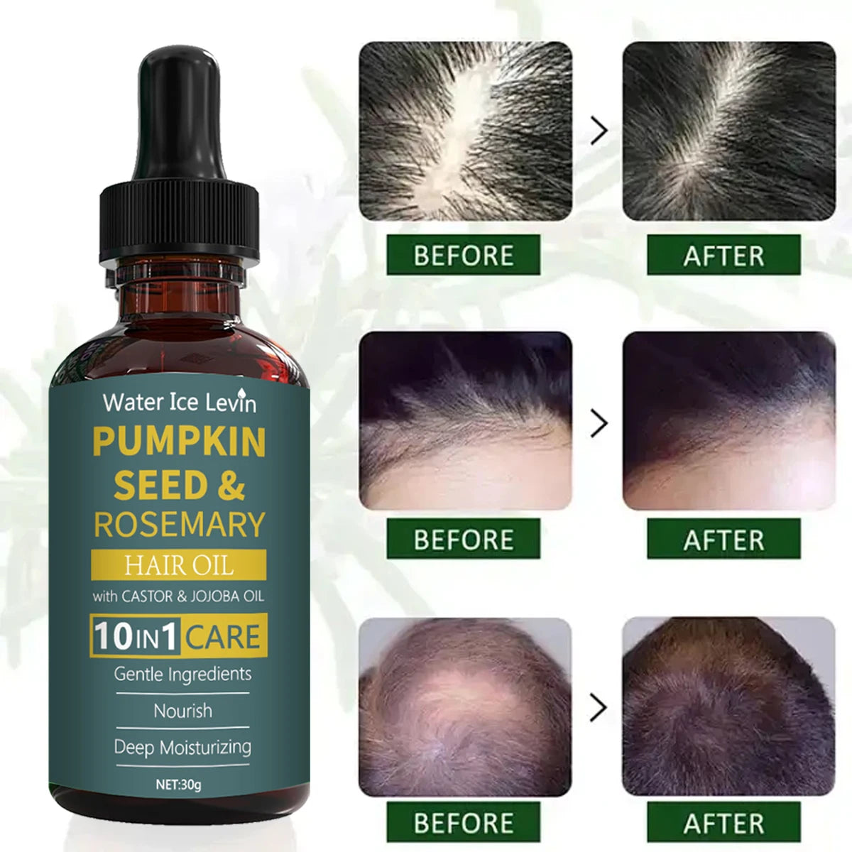Pumpkin Seed & Rosemary Hair Oil 10-in-1 Care for Deep Nourishing & Moisturizing,Gentle Formula for All Hair Types Qme