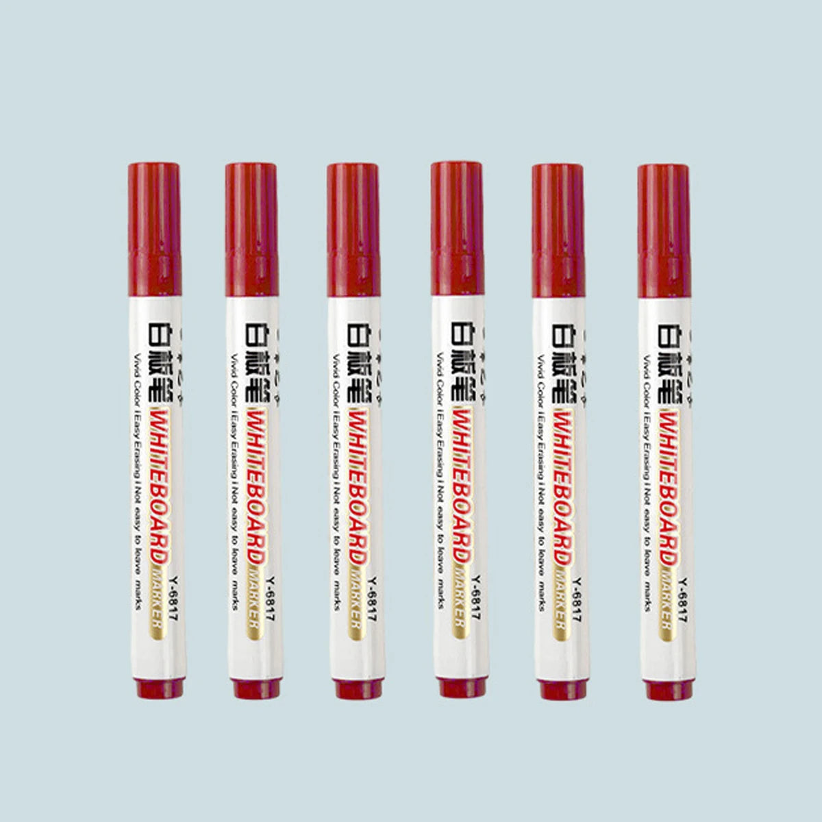 6Pcs/Set Dry Erase Whiteboard Marker Pen Blackboard Pens Thin Nib Black Blue Red Color Erasable Marker Pens Qme 6 red