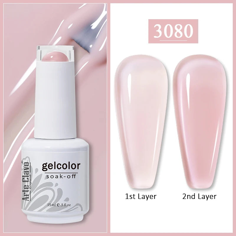 Arte Clavo Gel Nail Polishes Pink Nude Hybrid Lak Manicure Qme