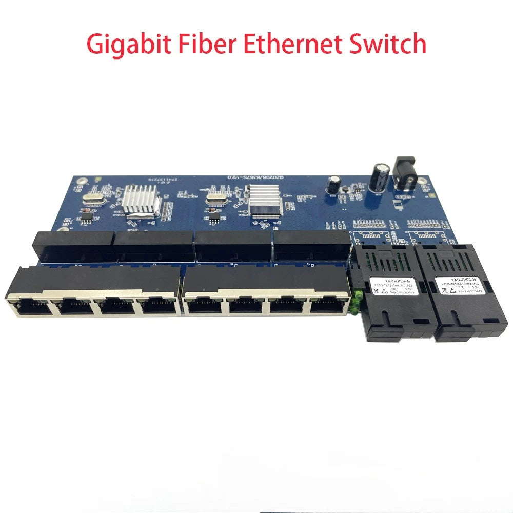 1PCS Gigabit 2 Optical 8 Electrical Ports 2 Gigabit SFP Ports 8 10/100/1000Mbps RJ45 Ports Support 5-12V Power Input Qme 3KM